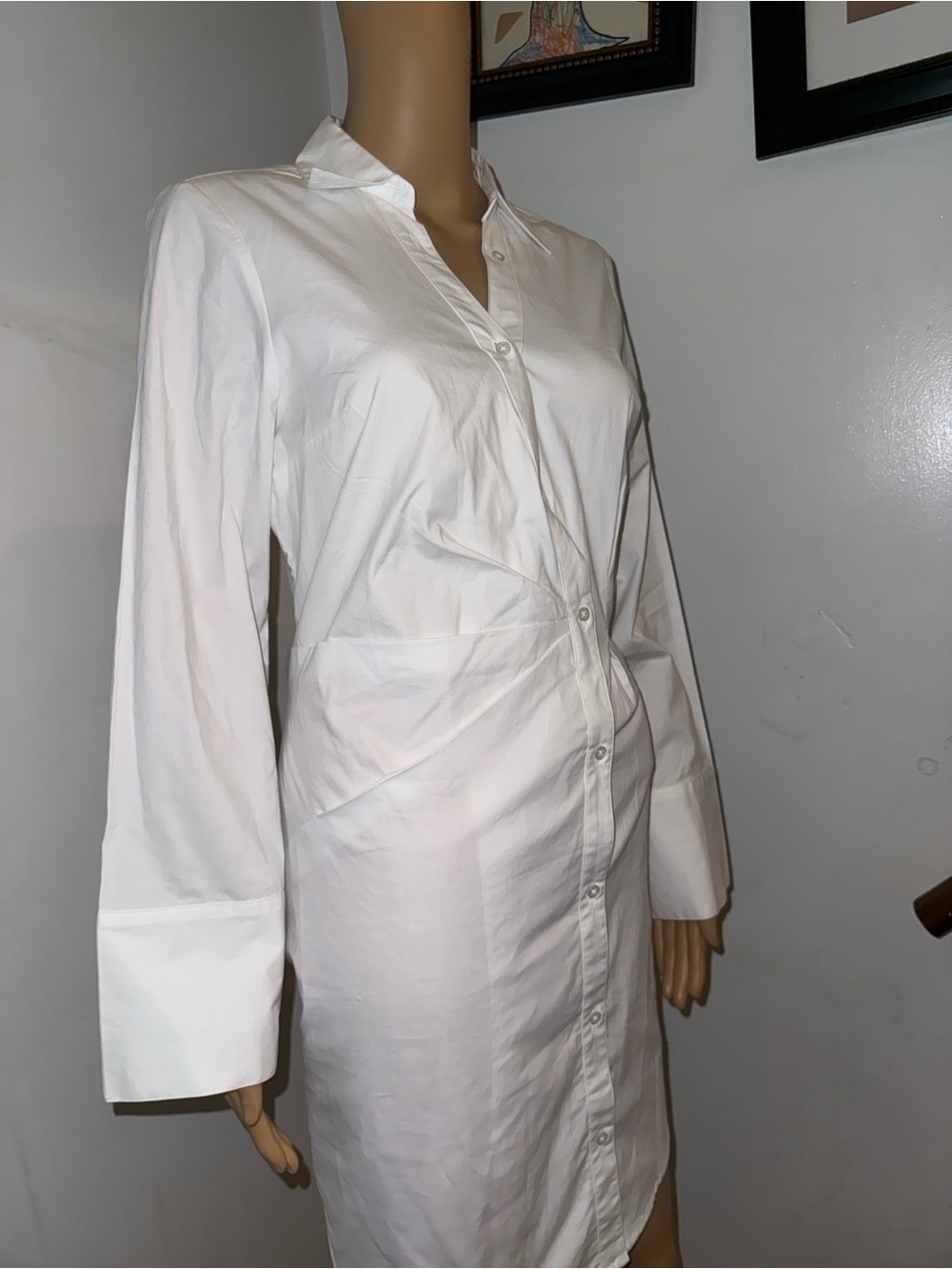 French Connection White Button-Front Shirt Dress